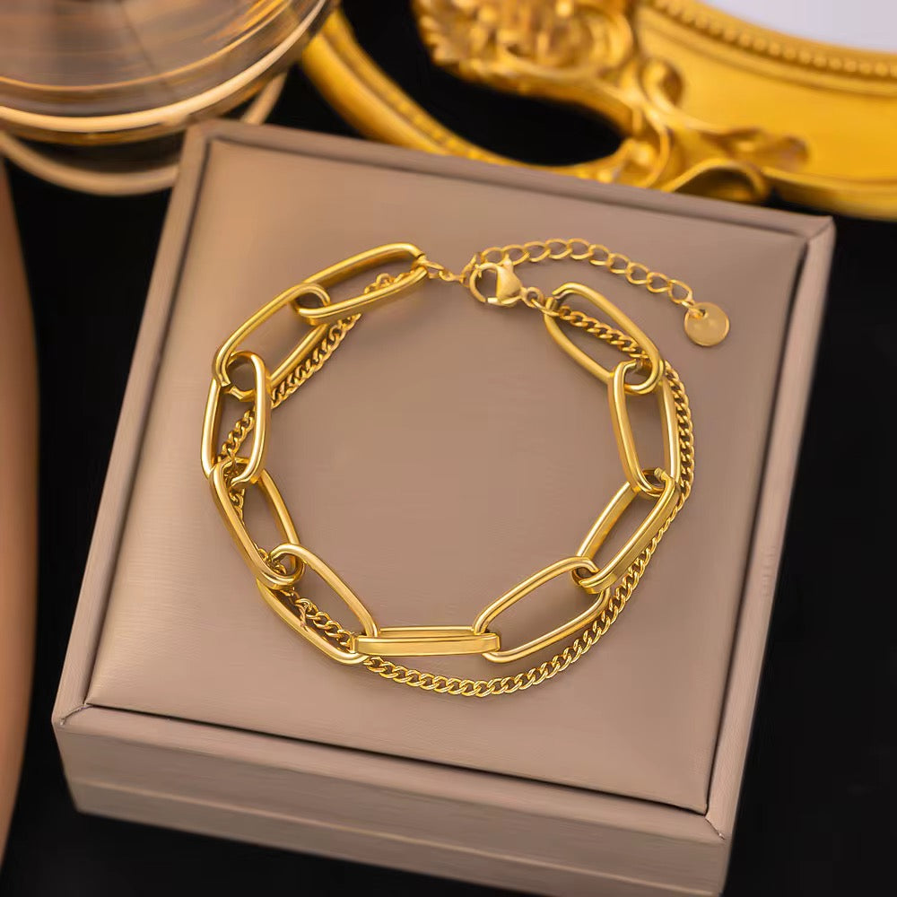 Top Quality Adjustable 18k Gold Stainless Steel Heart Butterfly Bracelet Women Fashion Eyes Chain Bracelet Jewelry for Gift