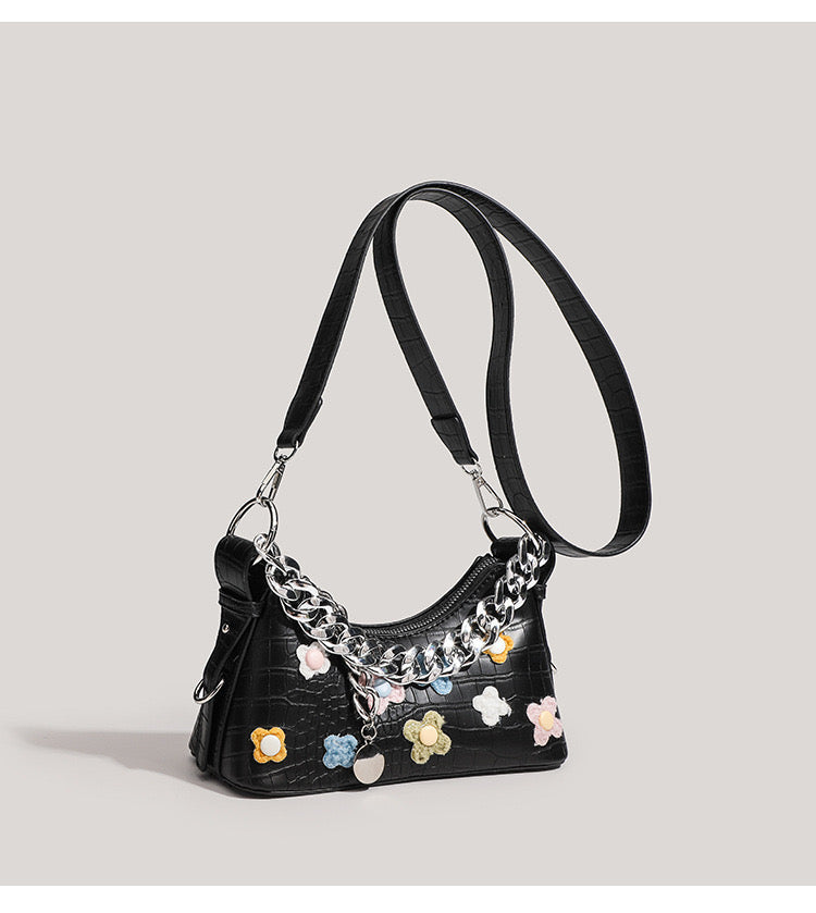 Floral chic white stylish handbag