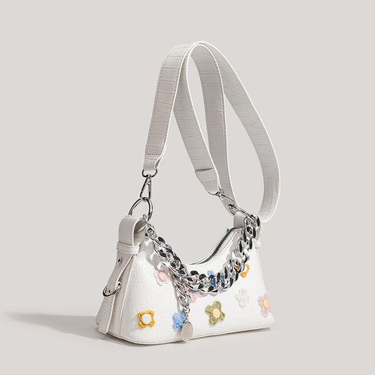 Floral chic white stylish handbag