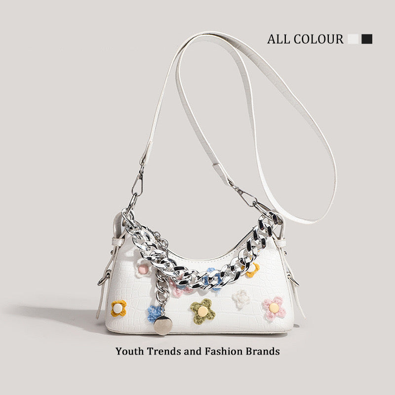 Floral chic white stylish handbag